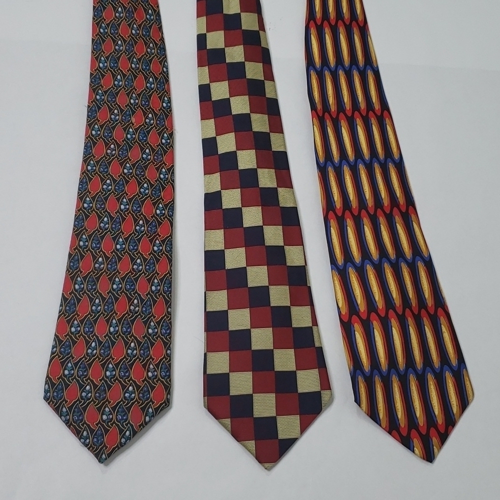 Bullock & Jones bundle of 3 silk ties geometric patterns